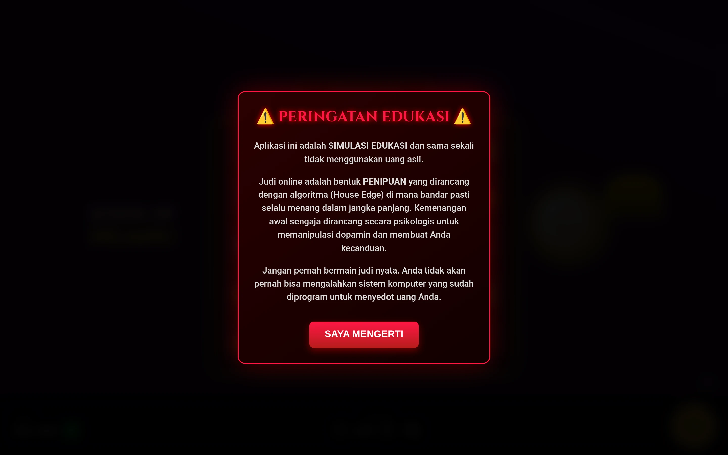 Sistem Edukasi Judi Online screenshot